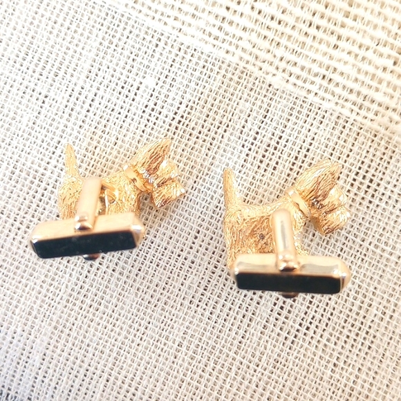 Vintage Swank Scottie Dog Gold Toned Cuff Links - Picture 5 of 7